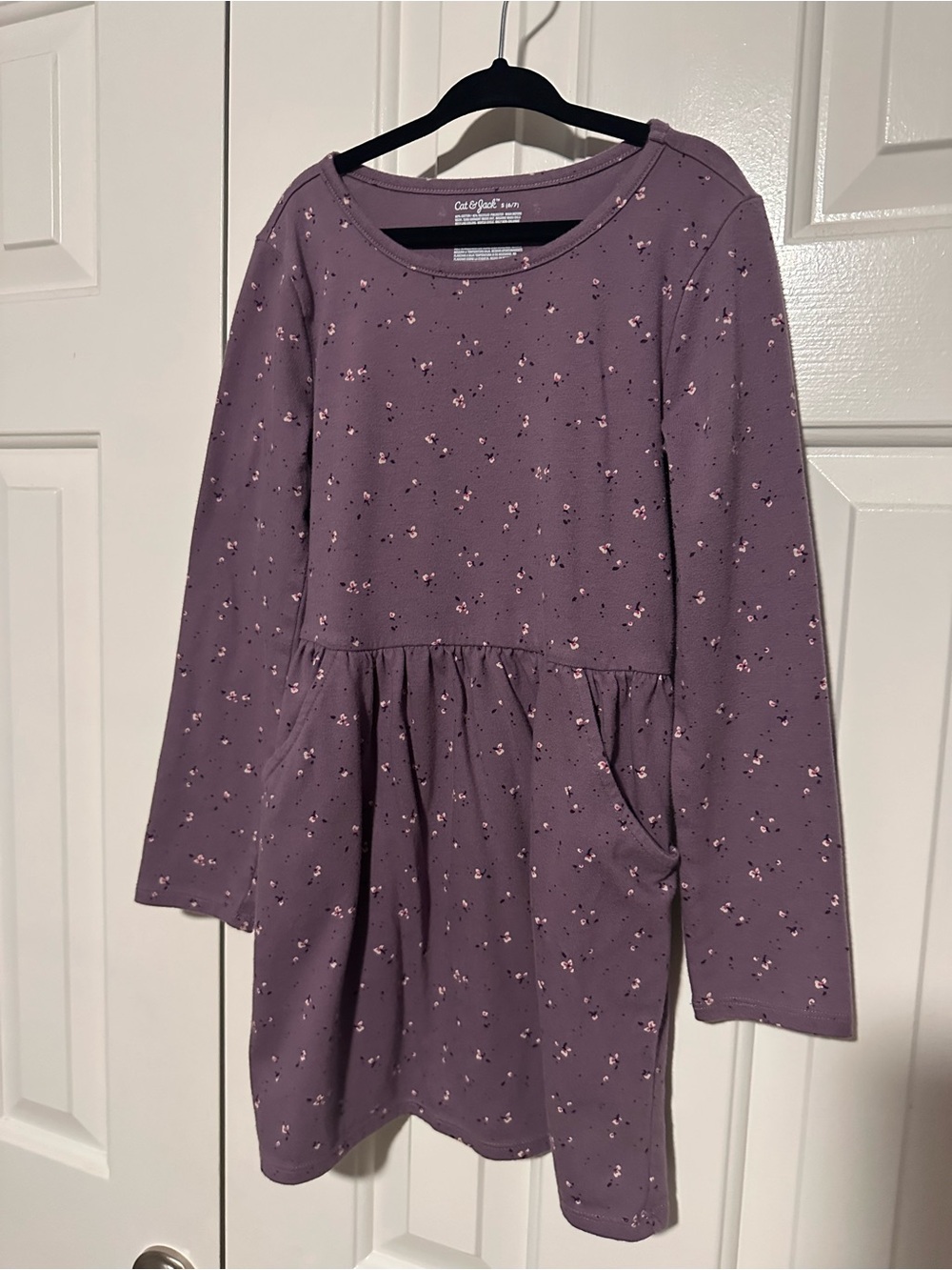 Cat & Jack Mauve Purple Floral Knit Long-Sleeve Girls Dress